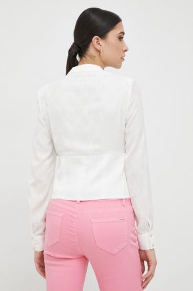 Morgan camasa femei, culoarea alb, cu guler clasic, regular