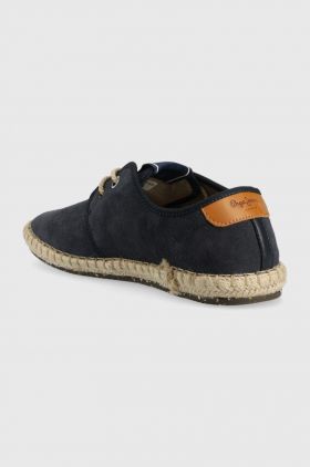 Pepe Jeans espadrile din piele intoarsa TOURIST culoarea albastru marin, PMS10314