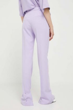 HUGO pantaloni femei, culoarea violet, drept, high waist