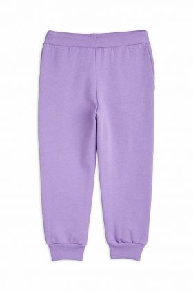 Mini Rodini pantaloni de trening din bumbac pentru copii culoarea violet, modelator