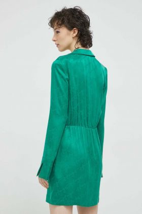 HUGO rochie culoarea verde, mini, mulata