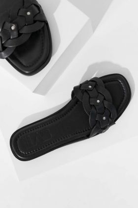 Answear Lab slapi de piele femei, culoarea negru