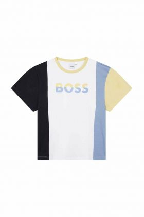 BOSS tricou de bumbac pentru copii culoarea alb, cu imprimeu