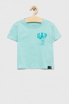 GAP tricou de bumbac pentru copii x Disney culoarea turcoaz