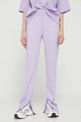 HUGO pantaloni femei, culoarea violet, drept, high waist