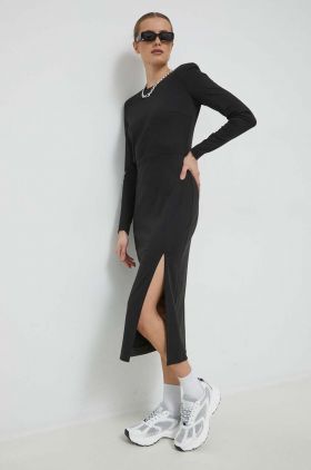 HUGO rochie culoarea negru, midi, mulata