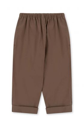 Konges Sløjd pantaloni de bumbac pentru copii culoarea maro, neted