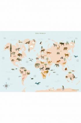 Vissevasse poster World Map Animal 30 x 40 cm