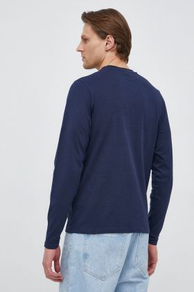 North Sails longsleeve din bumbac culoarea albastru marin, neted