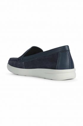 Geox mocasini din piele intoarsa D XAND 2J femei, culoarea albastru marin, cu toc plat, D25SUB 02285 C4322