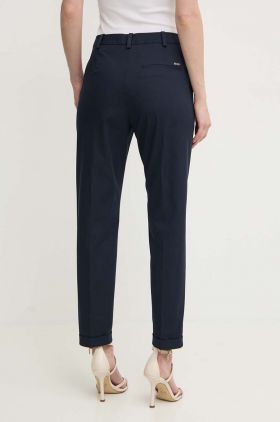 BOSS pantaloni femei, culoarea bleumarin, drept, high waist 50490057