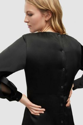 AllSaints rochie din amestec de cașmir culoarea negru, maxi, evazati