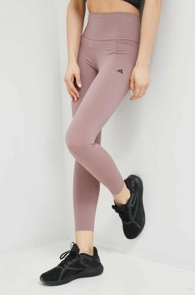 adidas Performance leggins de antrenament Optime Lux culoarea roz, neted