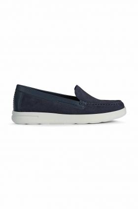 Geox mocasini din piele intoarsa D XAND 2J femei, culoarea albastru marin, cu toc plat, D25SUB 02285 C4322