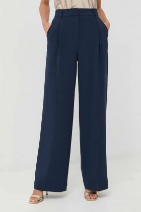 MICHAEL Michael Kors pantaloni femei, culoarea albastru marin, drept, high waist