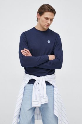 North Sails longsleeve din bumbac culoarea albastru marin, neted