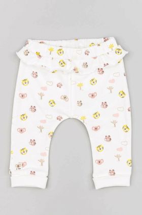 zippy pantaloni de trening pentru bebeluși culoarea alb, neted