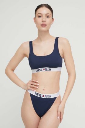 Tommy Jeans sutien de baie culoarea albastru marin, cupa moale