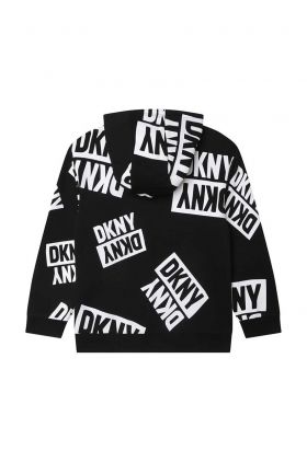 Dkny bluza copii culoarea negru, cu glugă, modelator