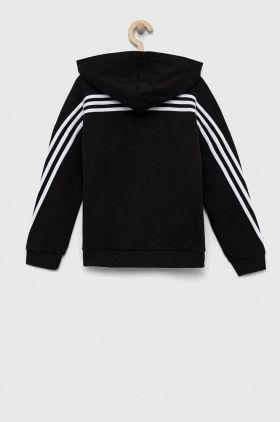 adidas bluza copii U FI 3S FZ culoarea negru, cu glugă, cu imprimeu