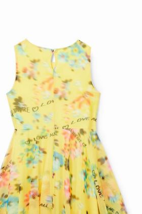 Desigual rochie din bumbac pentru copii culoarea galben, mini, evazati