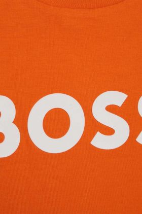 BOSS tricou de bumbac pentru copii culoarea portocaliu, cu imprimeu