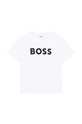 BOSS tricou de bumbac pentru copii culoarea alb, cu imprimeu