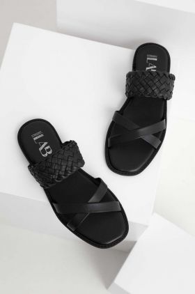 Answear Lab slapi de piele femei, culoarea negru