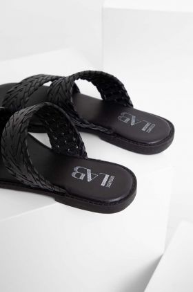 Answear Lab slapi de piele femei, culoarea negru