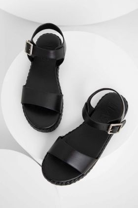 Answear Lab sandale de piele femei, culoarea negru