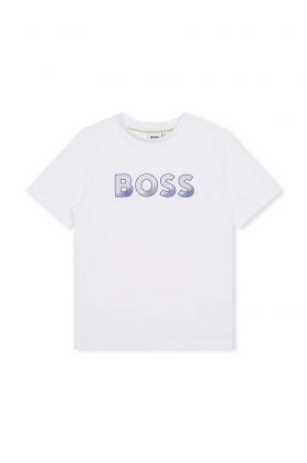 BOSS tricou de bumbac pentru copii culoarea alb, cu imprimeu