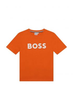 BOSS tricou de bumbac pentru copii culoarea portocaliu, cu imprimeu