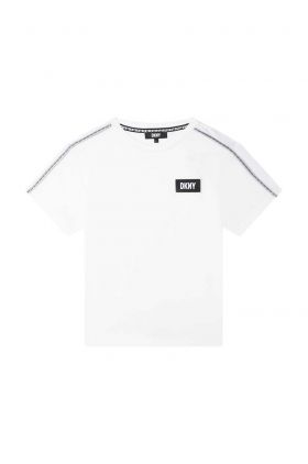 Dkny tricou de bumbac pentru copii culoarea alb, cu imprimeu