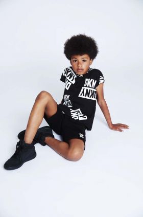 Dkny tricou de bumbac pentru copii culoarea negru, modelator