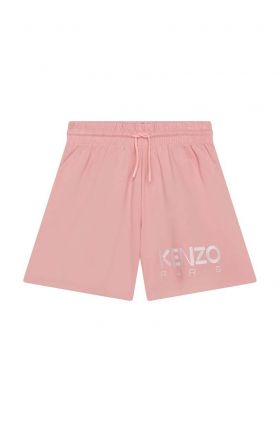 Kenzo Kids pantaloni scurți din bumbac pentru copii culoarea roz, cu imprimeu, talie reglabila