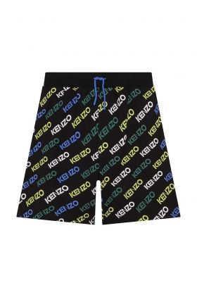 Kenzo Kids pantaloni scurti copii culoarea negru, talie reglabila