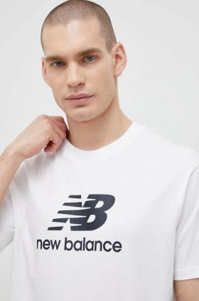 New Balance tricou din bumbac culoarea alb, cu model MT31541WT-1WT