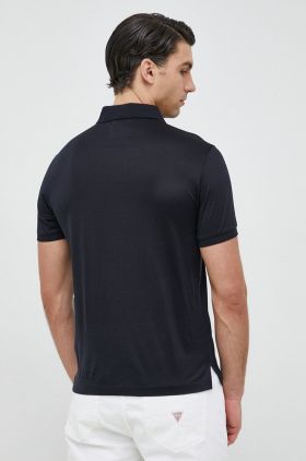 Emporio Armani tricou polo barbati, culoarea albastru marin, neted