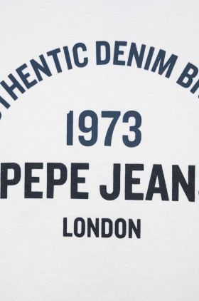 Pepe Jeans hanorac de bumbac pentru copii culoarea alb, cu imprimeu