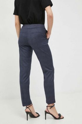 Morgan pantaloni femei, culoarea albastru marin, mulata, medium waist