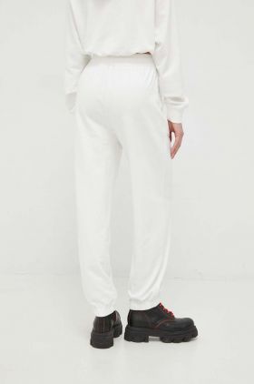 Miss Sixty pantaloni de trening din bumbac culoarea alb, cu imprimeu