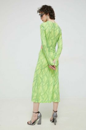 Rotate rochie culoarea verde, maxi, mulata