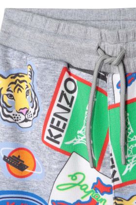 Kenzo Kids pantaloni scurți din bumbac pentru copii culoarea gri