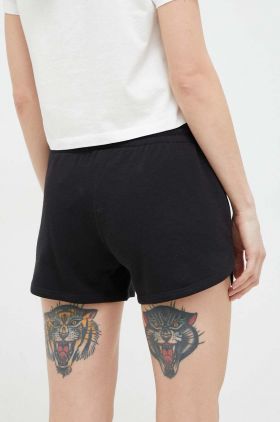 Reebok pantaloni scurti femei, culoarea negru, neted, high waist