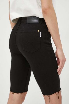 Miss Sixty pantaloni scurti femei, culoarea negru, neted, high waist