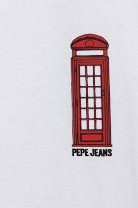 Pepe Jeans tricou de bumbac pentru copii culoarea alb, cu imprimeu