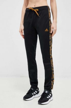 adidas pantaloni de trening culoarea negru, cu imprimeu