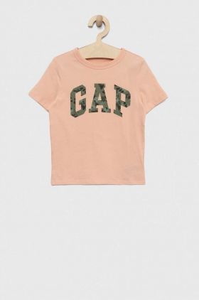 GAP tricou de bumbac pentru copii culoarea portocaliu, cu imprimeu