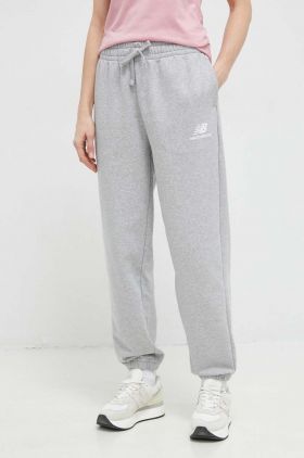 New Balance pantaloni de trening culoarea gri, neted