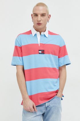 Tommy Jeans polo de bumbac culoarea roz, modelator